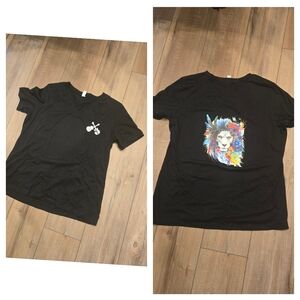 Rock Personalized Lion Black Women Tee with Colorful Graphic Large